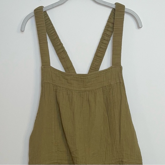 Natural Life Olive Cotton Wide Leg Gauze Overalls Size XL Oversized Boho Hippie - Picture 5 of 12